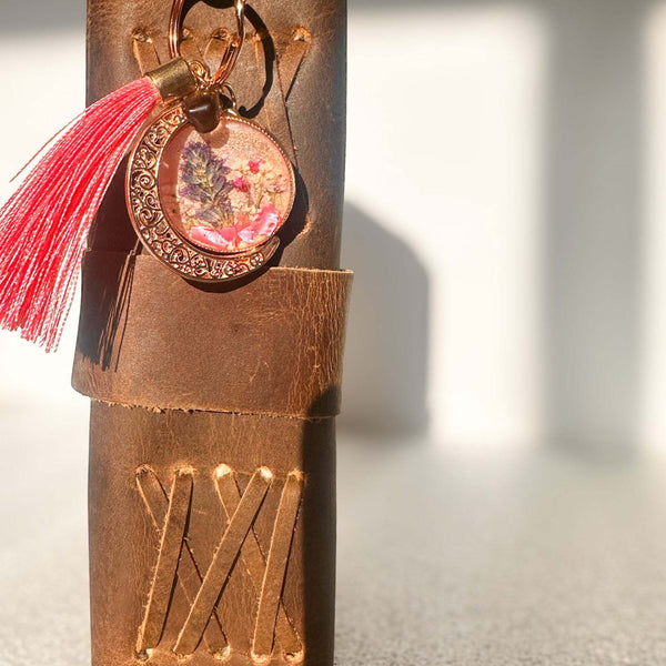 Moonlight Wishes Keychain – Rose Gold Floral & Dandelion Wish Charm