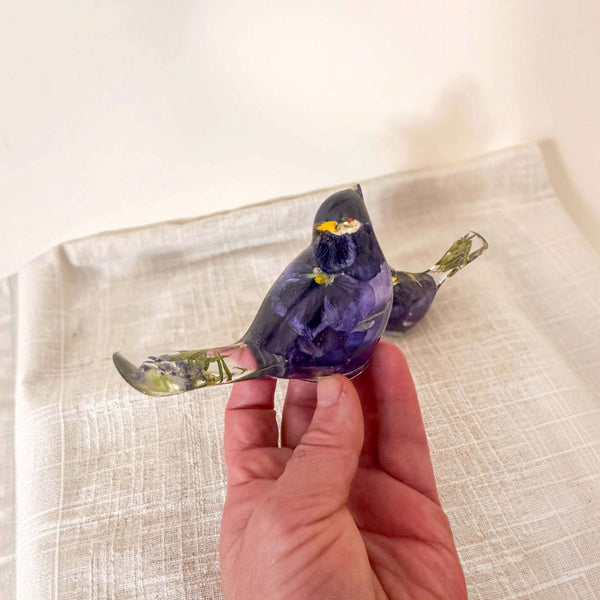 Pansy Garden Duo | Pansy Resin Bird Pair Decor