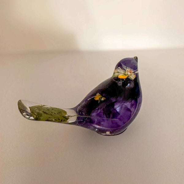 Pansy Garden Duo | Pansy Resin Bird Pair Decor