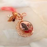 Moonlight Wishes Keychain – Rose Gold Floral & Dandelion Wish Charm