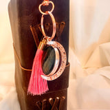 Moonlight Wishes Keychain – Rose Gold Floral & Dandelion Wish Charm