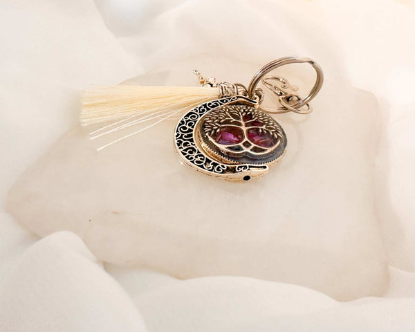Moon Wish Rotating Keychain/Bagcharm - Tree of Life & Emerald Wishes