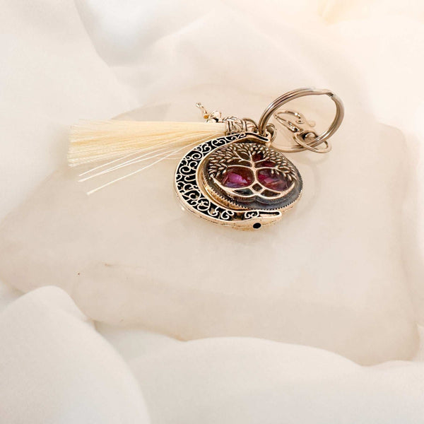 Moon Wish Rotating Keychain/Bagcharm - Tree of Life & Emerald Wishes
