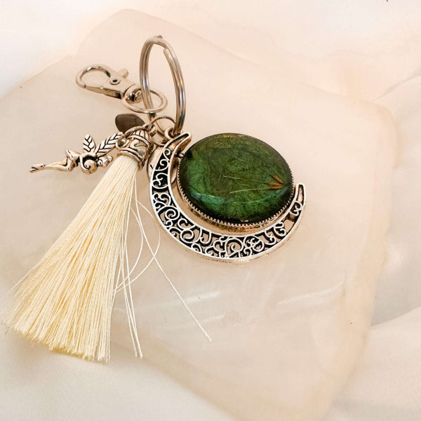 Moon Wish Rotating Keychain/Bagcharm - Tree of Life & Emerald Wishes