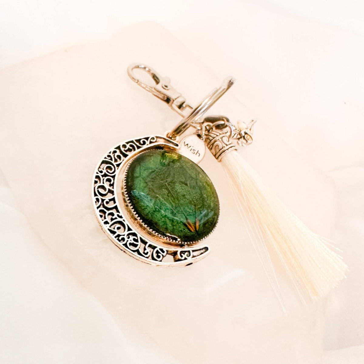 Moon Wish Rotating Keychain/Bagcharm - Tree of Life & Emerald Wishes