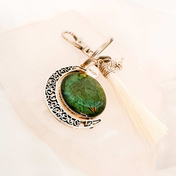 Moon Wish Rotating Keychain/Bagcharm - Tree of Life & Emerald Wishes