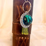 Northern Lights Rotating Moon Keychain with Obsidian Gemstone
