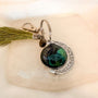 Northern Lights Rotating Moon Keychain with Obsidian Gemstone