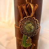 Lucky Clover Antique Bag Charm/Keychain-Handmade Real Four Leaf Clover