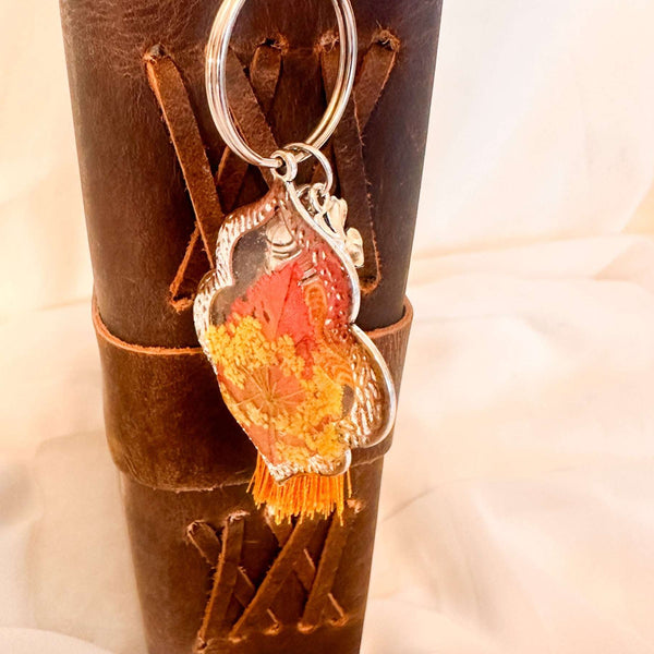 Autumn Leaf Keepsake Keychain / Bag Charm - Real Fall Leafs in Resin