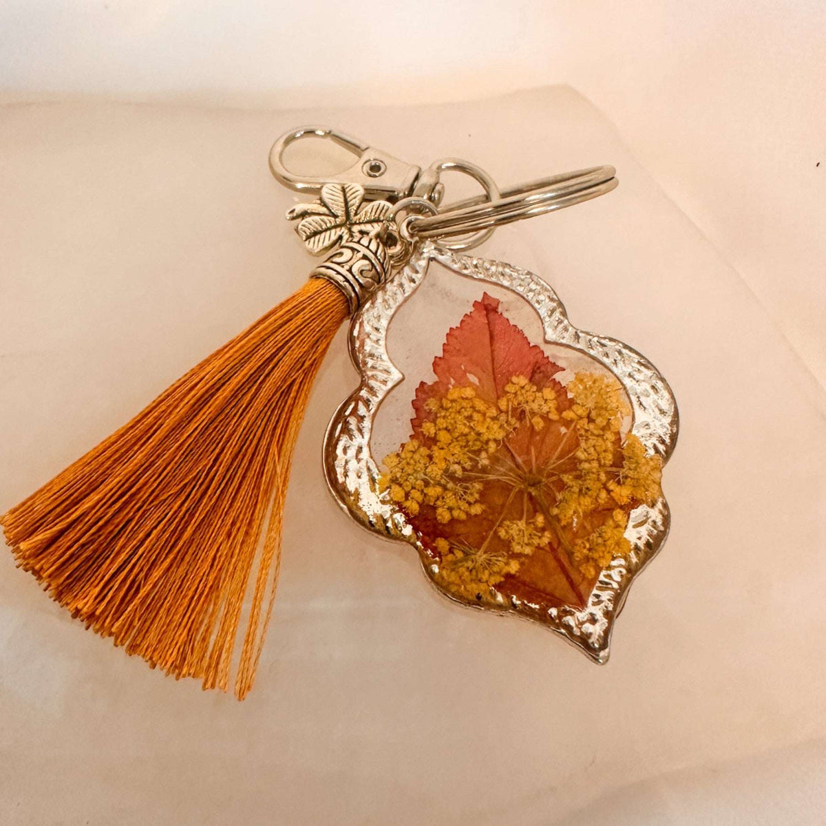 Autumn Leaf Keepsake Keychain / Bag Charm - Real Fall Leafs in Resin