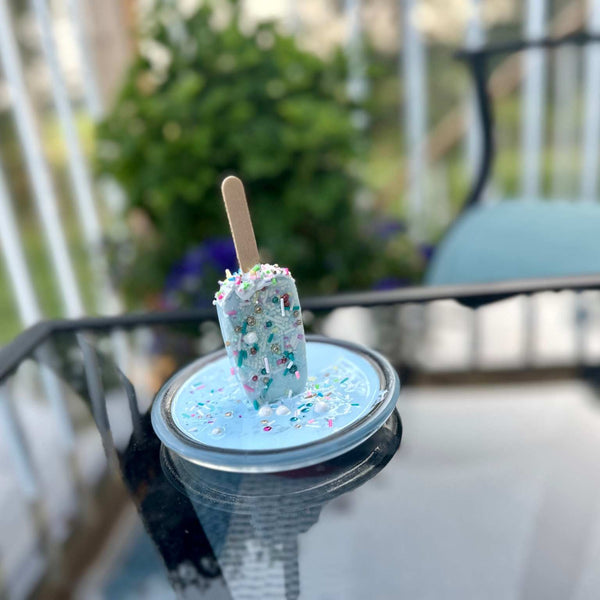 Popsicle Melting Pop Art Resin Sculpture Trinket Dish- Blue Sprinkles