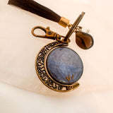 Moon Rotating Keychain/Bagcharm – Emerald & Blue Dandelion Wish Seeds