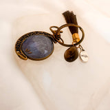 Moon Rotating Keychain/Bagcharm – Emerald & Blue Dandelion Wish Seeds