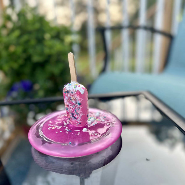 Popsicle Melting Pop Art Resin Sculpture Trinket Dish- Pretty in Pink