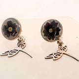 Poppy Whisper Earrings - Handmade Silver Stud Dried Floral Earrings