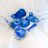 Azure Songbirds of Serenity - Handmade Blue Rose Petal Resin Birds