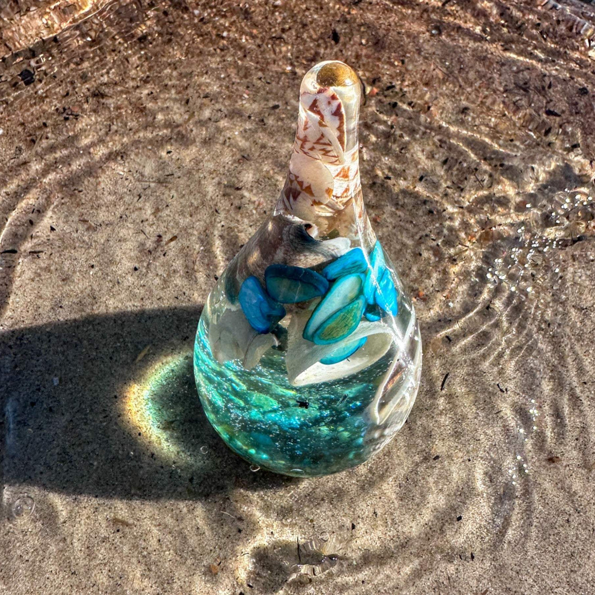 Seashell Serenade Ring Holder with Real Seashells and Sand