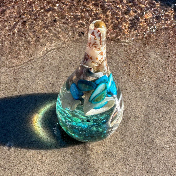 Seashell Serenade Ring Holder with Real Seashells and Sand