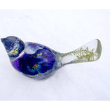 Pansy Songbird - Handmade Resin Bird Decor with Real Pansy Flowers