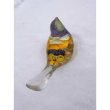 Pansy Songbird - Handmade Resin Bird Decor with Real Pansy Flowers