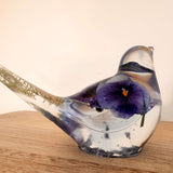 Pansy Songbird - Handmade Resin Bird Decor with Real Pansy Flowers
