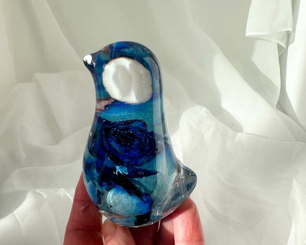 Azure Bloom Bird - Handmade Blue Rose Resin Bird Sculpture Home Decor
