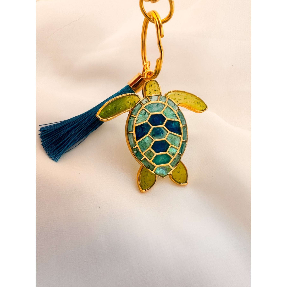 Turtle Bag Charm / Keychain - Handmade Ocean Inspired Turtle Treasures