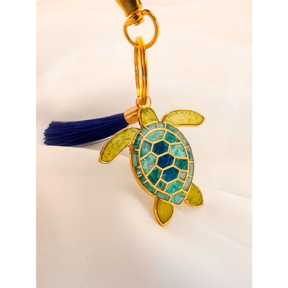 Turtle Bag Charm / Keychain - Handmade Ocean Inspired Turtle Treasures