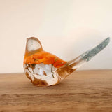 Pansy Songbird - Handmade Resin Bird Decor with Real Pansy Flowers