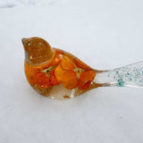Pansy Songbird - Handmade Resin Bird Decor with Real Pansy Flowers