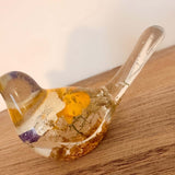 Pansy Songbird - Handmade Resin Bird Decor with Real Pansy Flowers