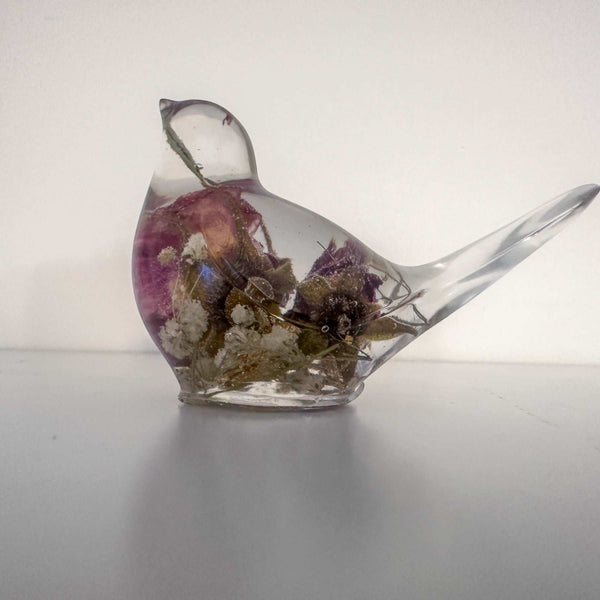 Forever Rose Handmade Resin Home Decor Bird with Dried Roses