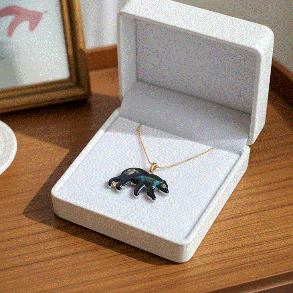 Northern Lights Spirit Bear Pendant - Handmade Resin Aurora Bear