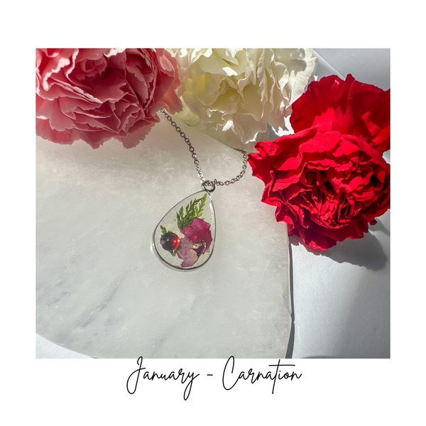 Birth Month Flower Necklace - Custom Order - Pressed Flower Pendant