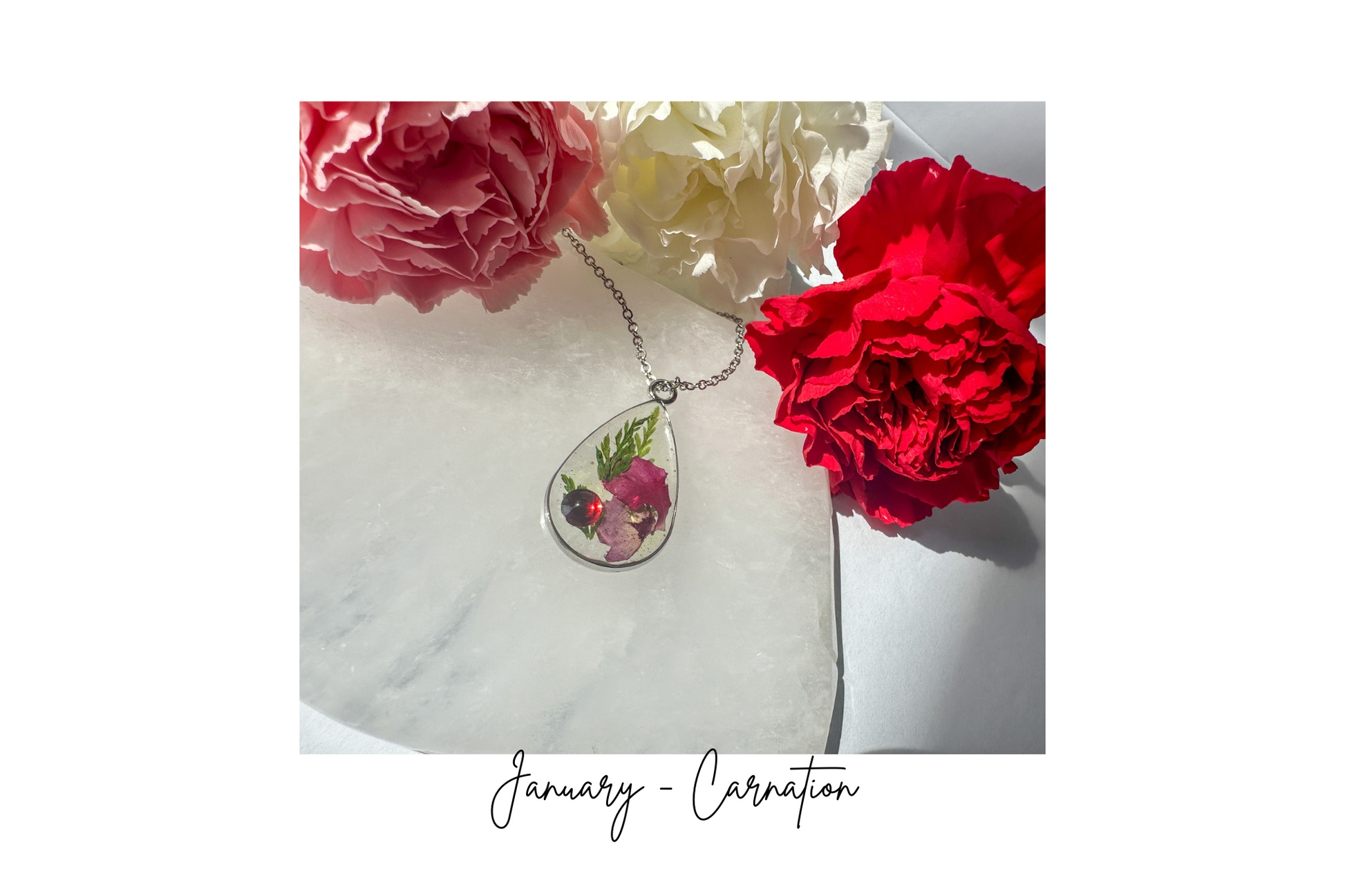 Birth Month Flower Necklace - Custom Order - Pressed Flower Pendant