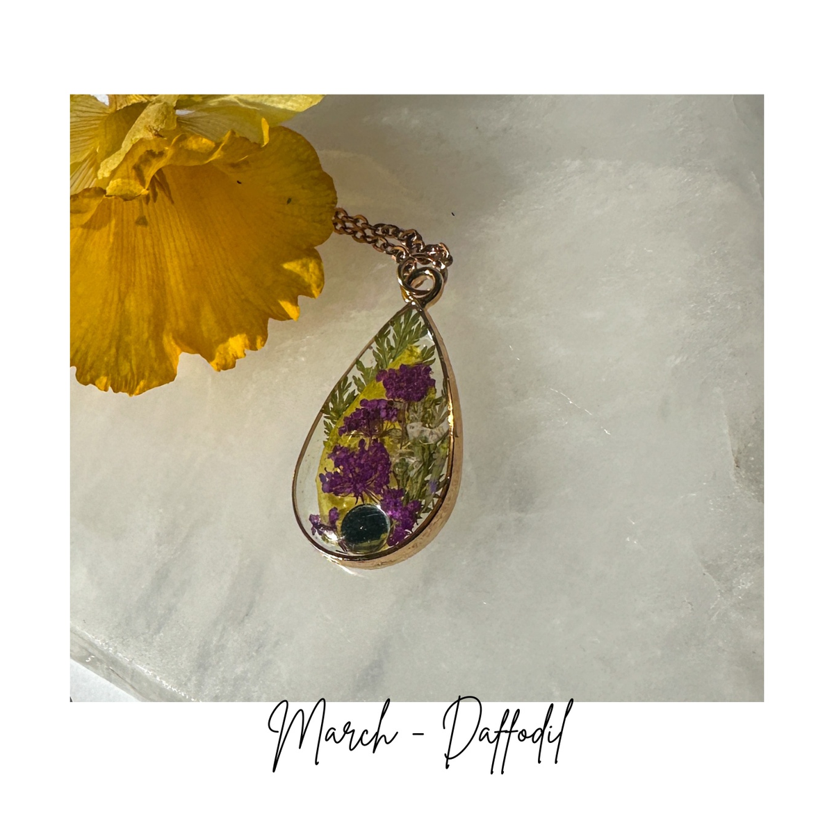 Birth Month Flower Necklace - Custom Order - Pressed Flower Pendant