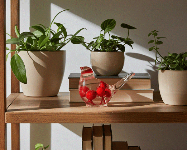 Berry Red Cardinal - Handmade Red Berry Resin Bird Home Decor