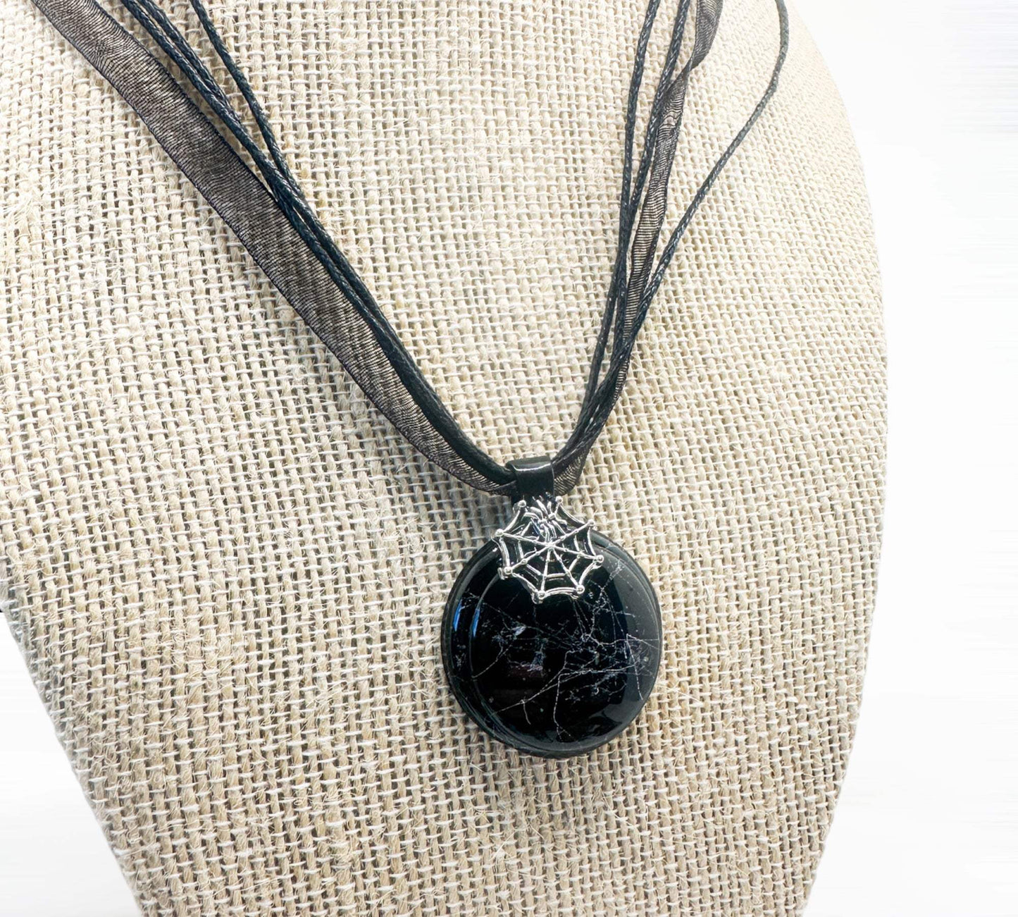 Spiderweb -Inspired Resin Pendant Necklace- Nature's Beauty on Display