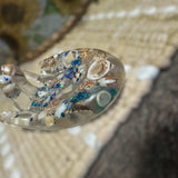 Blue Quartz Crystal Handmade Resin Sphere Hand - Seaside Harmony