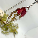 Roses are Red - Real Dried Rose Silver Leaf Necklace - Nature-Inspired