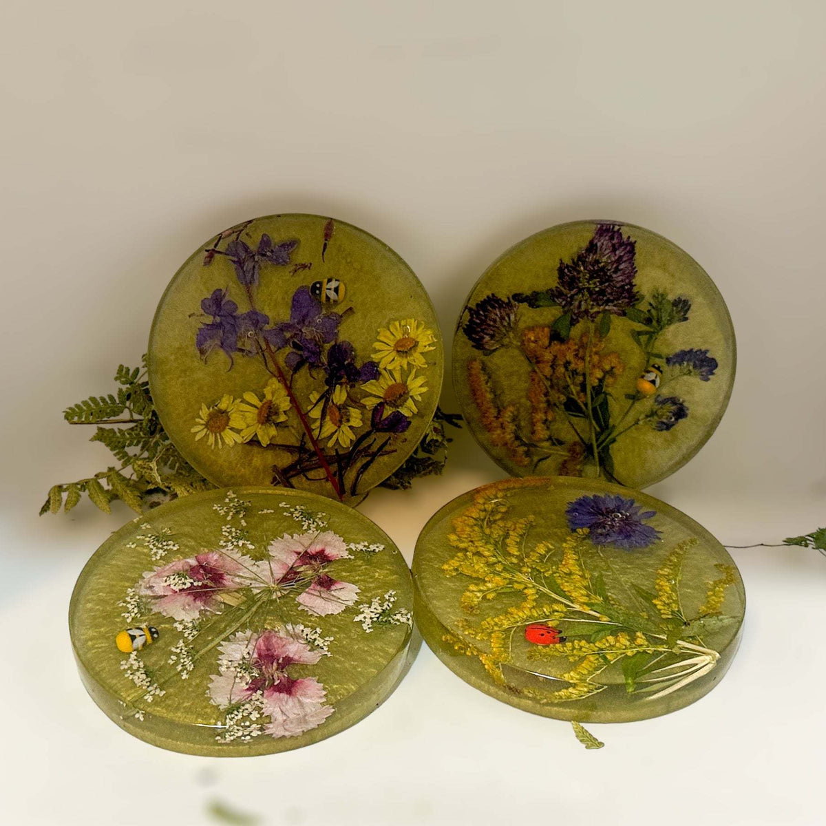 Garden Coaster Set - Blooms & Whimsy Handcraft Epoxy Resin Coasters