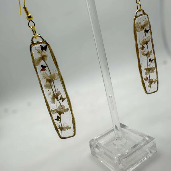 Bloom Cascade Earrings - Minimalistic Meets Boho - Pressed Flower