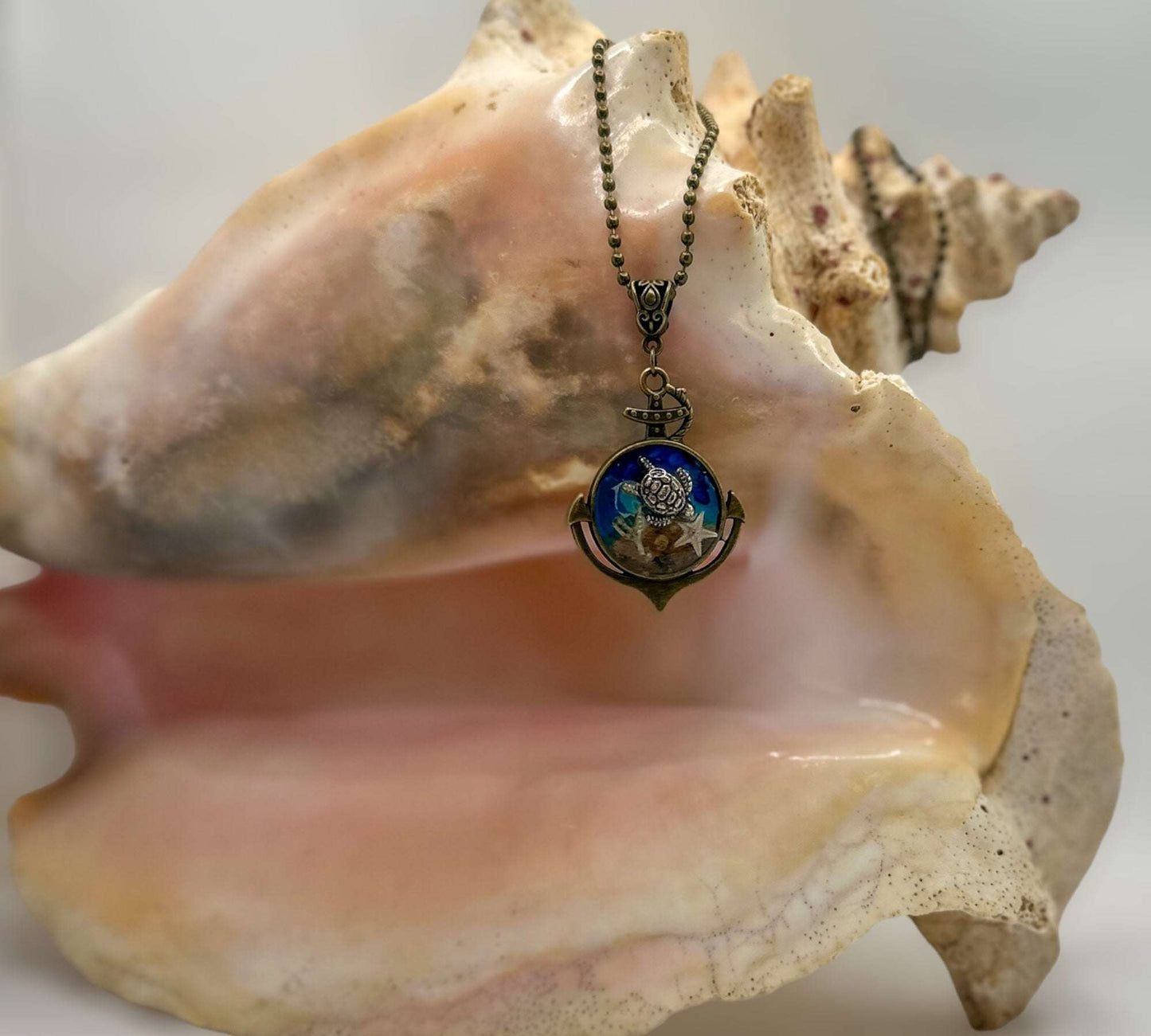 Anchors Away: Ocean-Inspired Pendants with Real Seashells & Sand