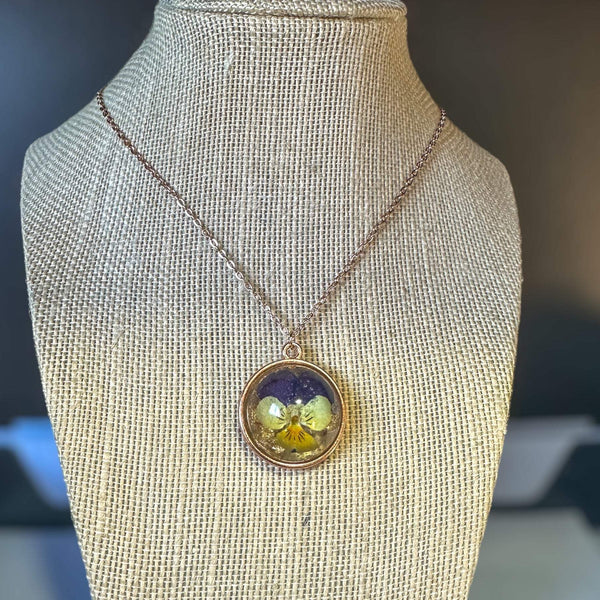 Pansy Flower Pendant - Summer Bloom Nature Inspired Handmade Necklace