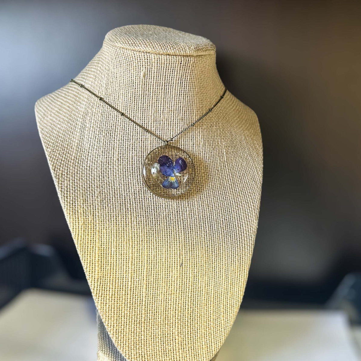 Pansy Flower Pendant - Purple Bloom Nature Inspired Handmade Necklace