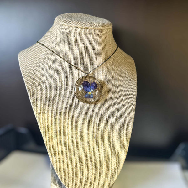 Pansy Flower Pendant - Purple Bloom Nature Inspired Handmade Necklace