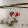 Heart Shaped Rose Red Floral Earring Set - Handmade with Dried Flowersped Rose Red Floral Earring Set - Handmade with Dried Flowers