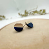 Boho Wood & Resin Stud Earrings - Bohemian Wood and Resin Earrings