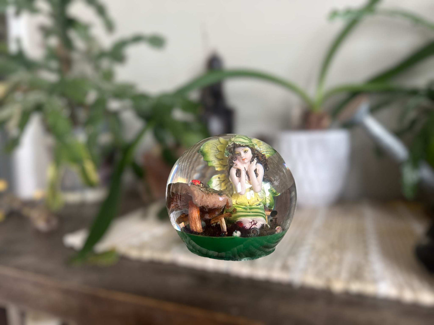 Fairy Resin Sphere: Whimsical Forest Delight with Glowing Base